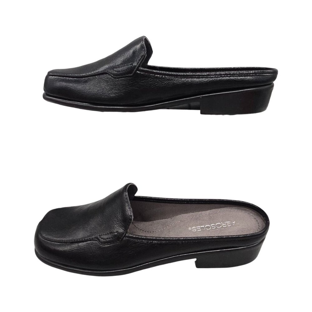 Aerosoles Duble Down Women's Mules Black slip on Patent Size 9.5M - Picture 4 of 14
